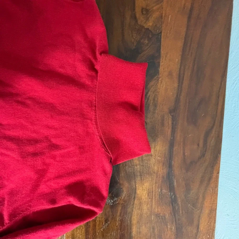 Talbots Red Turtleneck Sweater Long Sleeve Button Cuff Cotton Modal Small VN5272